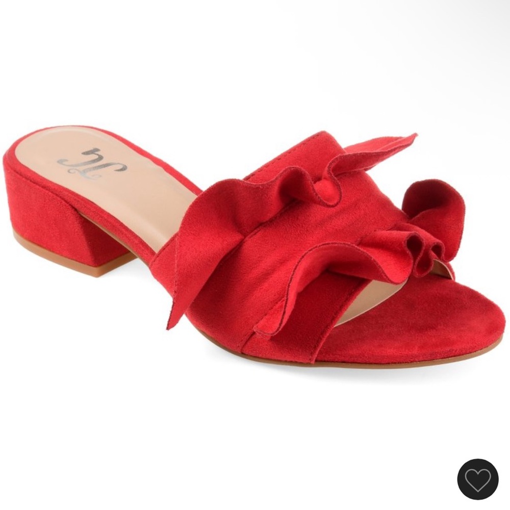 Journee Collection Red Ruffle Slide Sandals Size 7 New No Box